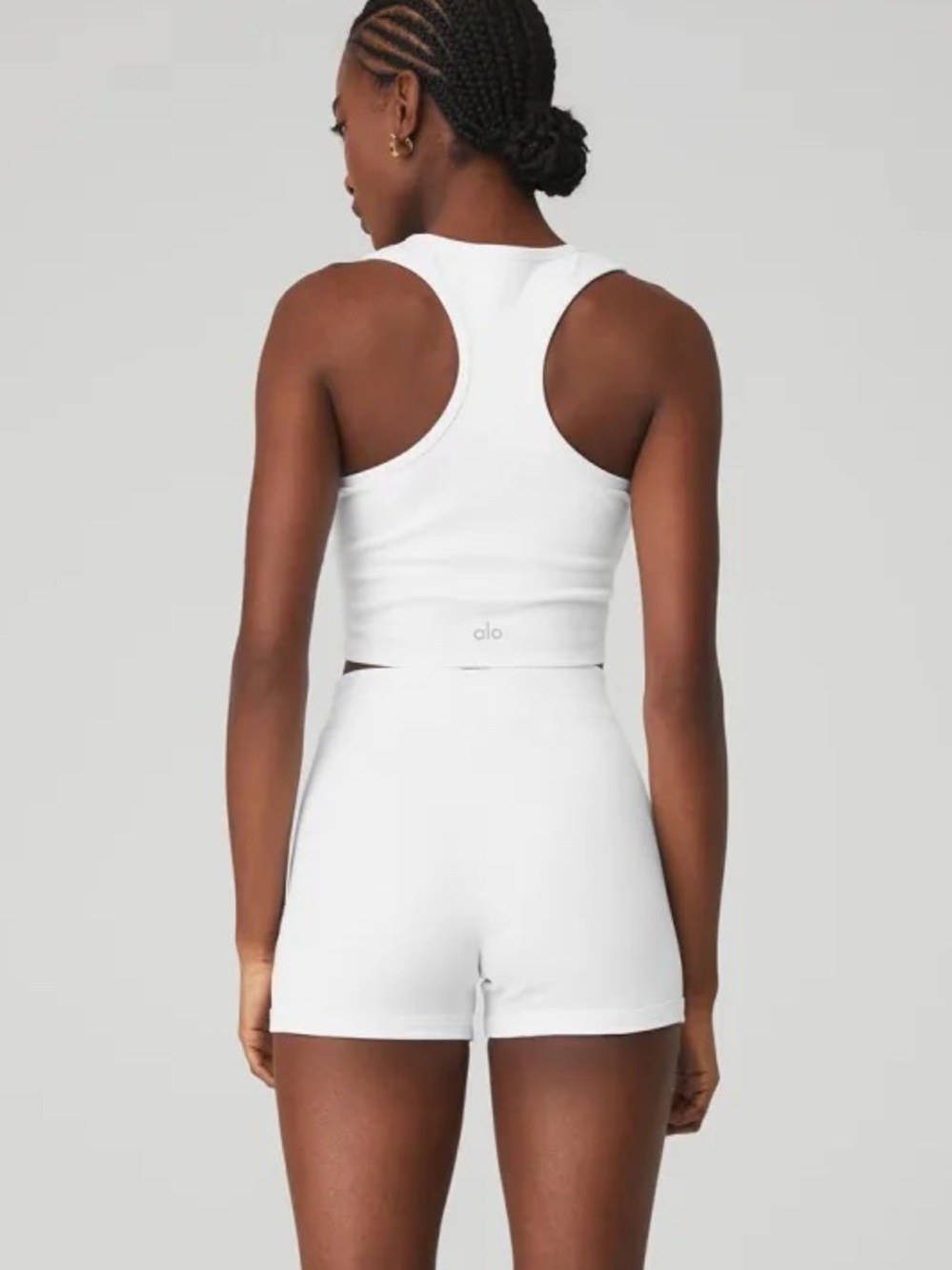 Alo Yoga Goddess Ribbed Cropped Racerback Tank - White - Picture 2 of 4